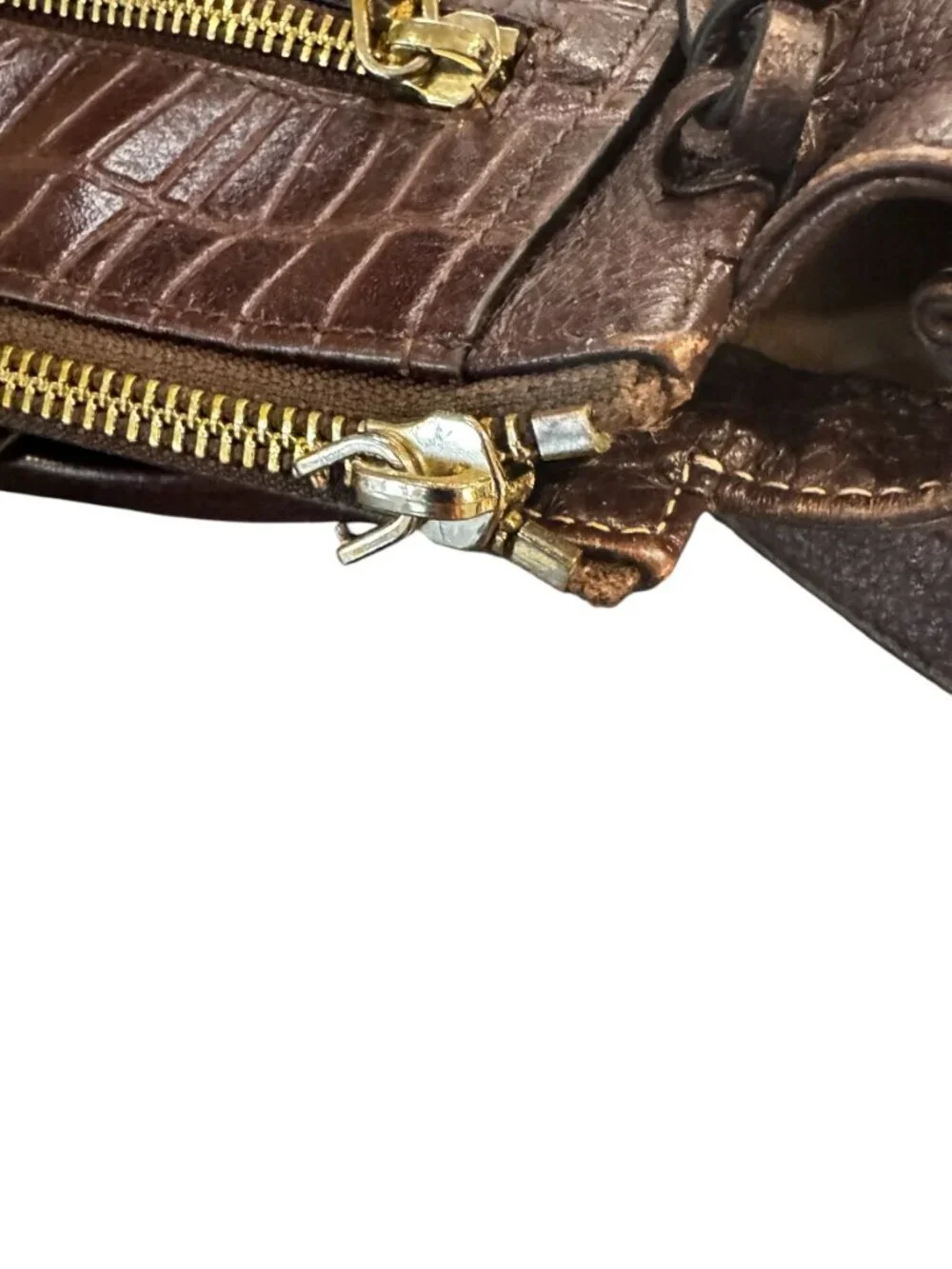 Radley London Brown Croc Embossed Leather Backpack Zip Top